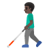 man with white cane, dark skin tone